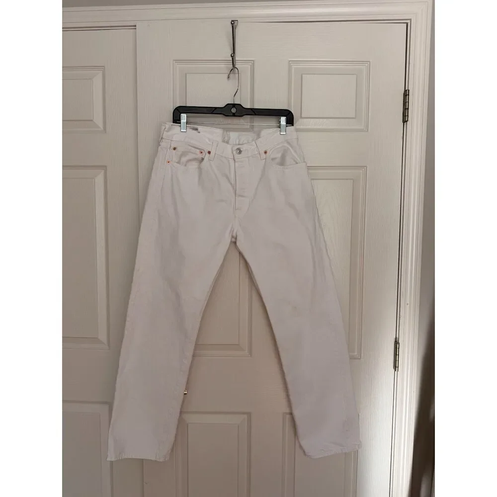 Levi's 501 Original Fit Jeans Mens 33x30 White Straight Leg Button Fly Cotton